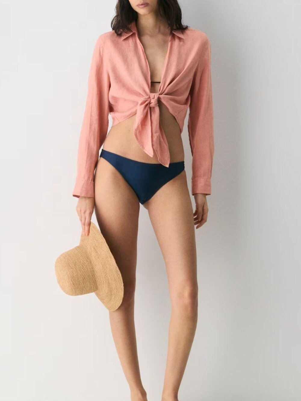 Aritzia Little Moon Connection Linen Blouse in Kiln Pink